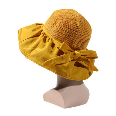 Pălărie cu găleată cu bor mare de vară pentru femei Mesh Knit Dome Anti UV 50+ Protecție solară Pălării de soare Căciuli de plajă pliabile în aer liber șapcă Panama de călătorie