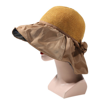 Pălărie cu găleată cu bor mare de vară pentru femei Mesh Knit Dome Anti UV 50+ Protecție solară Pălării de soare Căciuli de plajă pliabile în aer liber șapcă Panama de călătorie