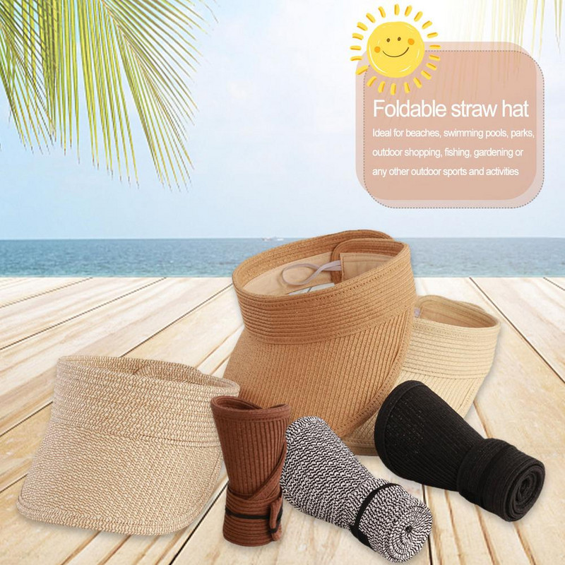 Ženski šeširi za sunce Šešir sa šiltom za sunce Ručno izrađene kape sa šiltom od slame Ljetni sjenilo za sunce Šešir za plažu Prazan gornji šešir za plažu