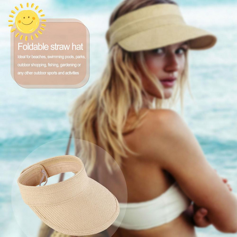 Ženski šeširi za sunce Šešir sa šiltom za sunce Ručno izrađene kape sa šiltom od slame Ljetni sjenilo za sunce Šešir za plažu Prazan gornji šešir za plažu