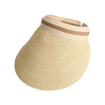 Suvine tühi pealmine päikesekaitse Kaasaskantav kokkupandav Võluteip Roll-up Rannamüts Laia äärega naiste päikesemüts Mood vabaaja õlgkübar visiirid