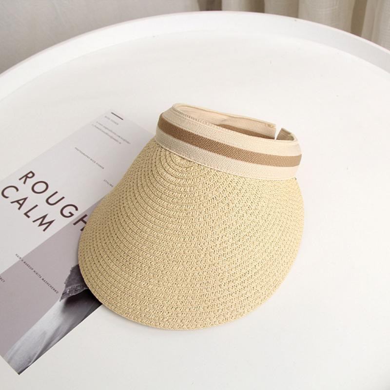 Suvine tühi pealmine päikesekaitse Kaasaskantav kokkupandav Võluteip Roll-up Rannamüts Laia äärega naiste päikesemüts Mood vabaaja õlgkübar visiirid