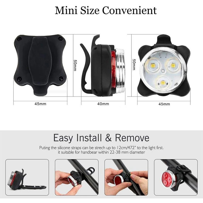 Veekindel USB-laadimisjalgrattatulede komplekt LED esilatern tagumine tagatuli Ülihele jalgrattalaterna jalgrattatarvikud