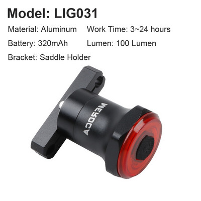 NEWBOLER nutikas jalgratta tagatuli automaatse käivituse/seiskamise pidurianduriga IPx6 veekindel USB laadimine jalgrattasõidu tagatule jalgratta LED-tuli