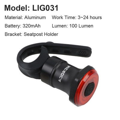 NEWBOLER nutikas jalgratta tagatuli automaatse käivituse/seiskamise pidurianduriga IPx6 veekindel USB laadimine jalgrattasõidu tagatule jalgratta LED-tuli