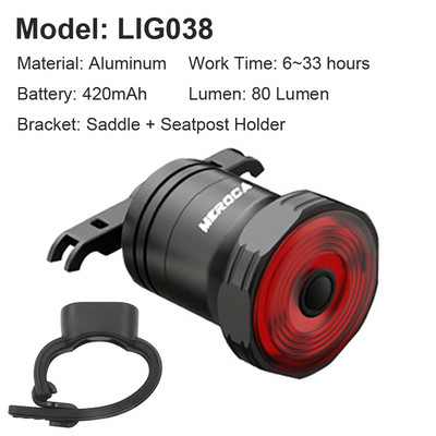 NEWBOLER nutikas jalgratta tagatuli automaatse käivituse/seiskamise pidurianduriga IPx6 veekindel USB laadimine jalgrattasõidu tagatule jalgratta LED-tuli