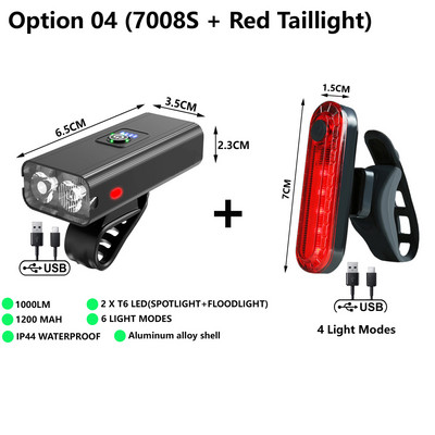 T6 LED jalgrattavalgusti eesmine USB-laetav MTB maastikujalgratta esituled jalgratta taskulampi tagatulede tarvikud