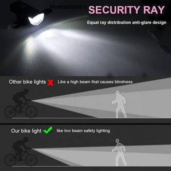 Φως επαναφορτιζόμενου ποδηλάτου USB MTB ποδηλάτου εμπρός πίσω πίσω φανάρι ποδηλασίας Προειδοποιητικό φως ασφαλείας Αδιάβροχο φακός ποδηλάτου