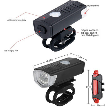 USB акумулаторна светлина за велосипед MTB Велосипед отпред, отзад, задна задна светлина, предупредителна светлина за безопасност при колоездене, водоустойчива велосипедна лампа, фенерче