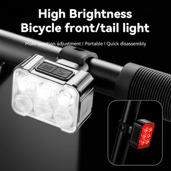 Велосипедна светлина Акумулаторна предна и задна фенерче за колоездене за велосипеден фенер MTB фарове Задна светлина Предупредителна светкавица Светлинна лампа