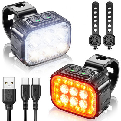 Велосипедна светлина 2022 Модернизирана стробоскопична светлина 6/24 Lamp Bead Bike Headlight TailLight Set Акумулаторни водоустойчиви аксесоари за колоездене