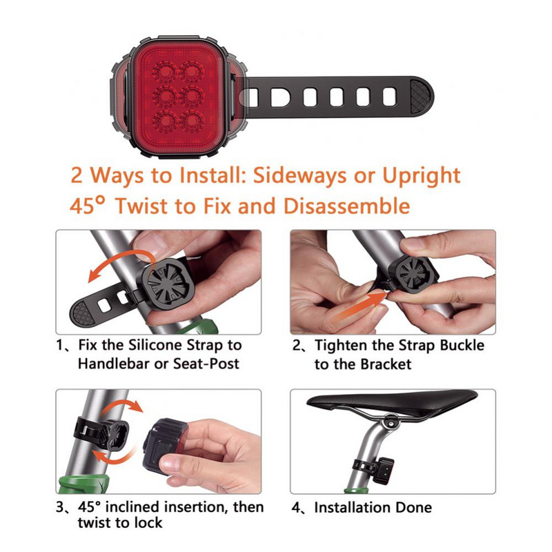 Jalgrattavalgusti 2022 täiustatud strobe Light 6/24 lambiribaga jalgratta esitulede tagatulede komplekt Laetavad veekindlad jalgrattatarvikud