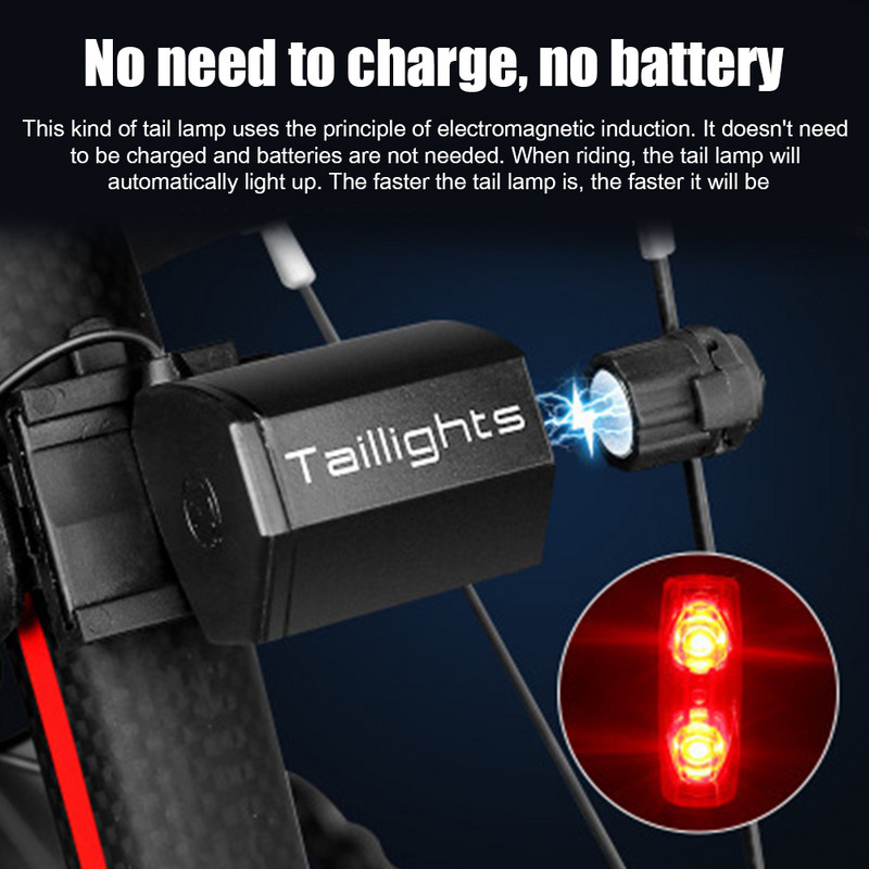 Kerékpár LED hátsó lámpa mágneses indukciós öngeneráló hátsó lámpa kerékpár hegyi kerékpár hátsó lámpa lovaglás figyelmeztető lámpa