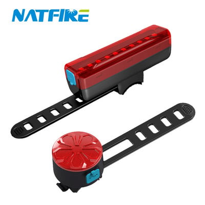 NATFIRE 15-50 stundu velosipēda aizmugurējais lukturis USB uzlādējams LED aizmugurējais aizmugurējais aizmugurējais lukturis riteņbraukšanas drošībai Sarkanais brīdinājuma gaisma