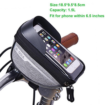 B-SOUL 6,5 colio dviračio krepšys, atsparus vandeniui MTB vamzdžio rankenos krepšio dėklas, dviračio mobiliojo telefono priekinis krepšys, dviračio priedai