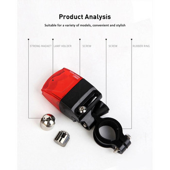Велосипедна задна светлина Водоустойчива предупредителна светлина за генериране на магнитна енергия Аксесоари за велосипедно оборудване