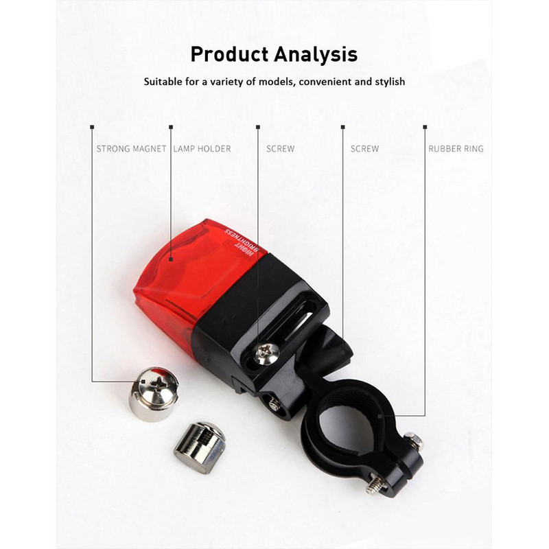 Kerékpár hátsó lámpa, vízálló mágneses áramfejlesztő figyelmeztető lámpa Kerékpárfelszerelés tartozékok