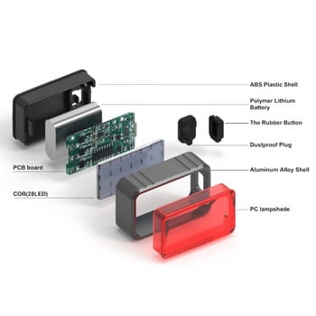 USB акумулаторна LED светкавица за велосипед Задна светлина Задна светлина за велосипед Колоездене Колче за седалка Водоустойчив 100LM COB 28LED Инструмент за осветление