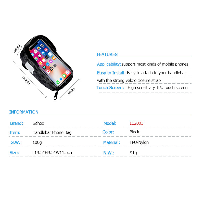 Roswheel Sahoo 112003 dviračių dviračio dviračio galvutės vamzdis vairas Mobiliojo telefono dėklo dėklo laikiklio dėklas 6,5 colių telefonui