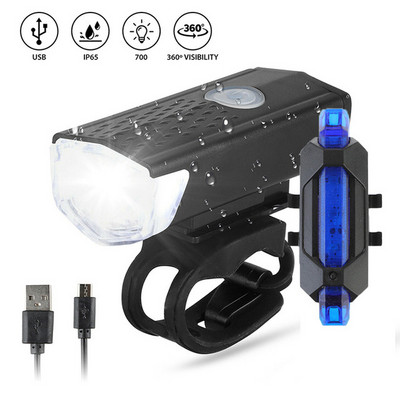 Lumină reîncărcabilă prin USB pentru bicicletă Lumină pentru bicicletă impermeabilă Față Spate Spate Lampă de avertizare pentru siguranță pentru ciclism Accesorii pentru biciclete