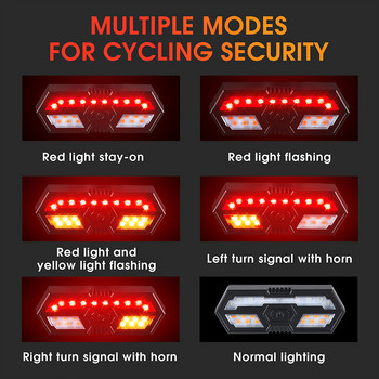 WEST BIKING Smart Bike Light Ασύρματη λυχνία rack τηλεχειριστηρίου Σήμα LED πίσω φως ποδηλάτου USB Επαναφορτιζόμενο πίσω φως που αναβοσβήνει