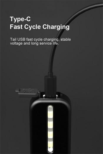 Полицейска лампа за рамо с щипка 5 режима велосипедна светлина USB зареждане Предупреждение Фарове Колоездене Водоустойчиви аксесоари за велосипеди