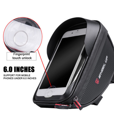 Kerékpárcső elülső táska Mobiltelefon érintőképernyős nyeregtáska Praktikus navigációs kerékpár kormány vízálló tartós táska