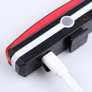 USB акумулаторна LED велосипедна велосипедна предна задна задна светлина с 6 режима, бяла и червена светлина