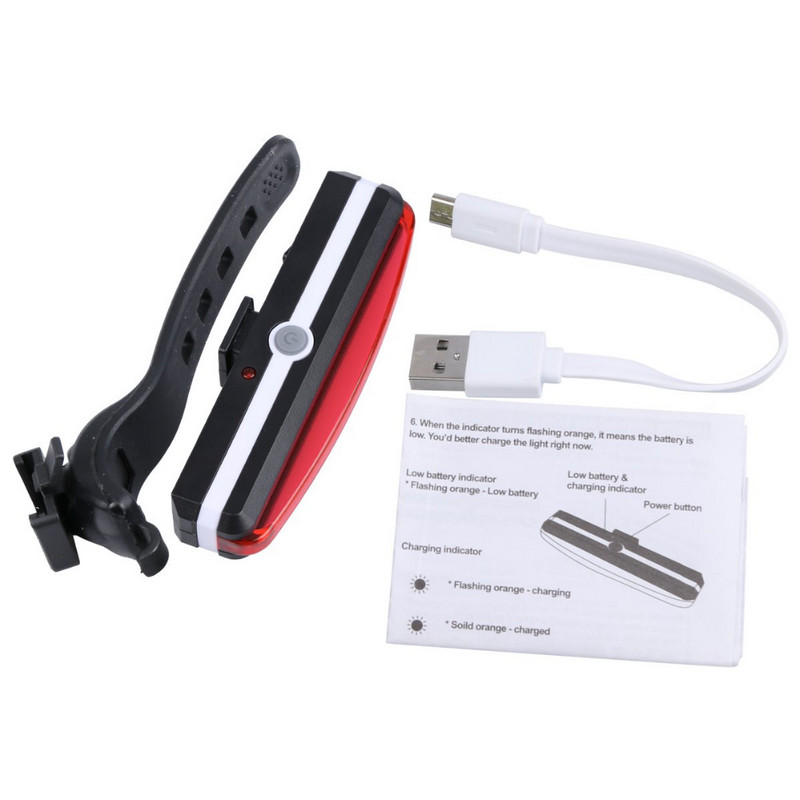 USB-taaslaetav LED jalgratta jalgratas jalgrattasõit eesmine tagumine tagatuli 6 režiimi lamp valge ja punane tuli