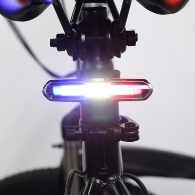 Φωτιστικό ποδηλάτου USB Επαναφορτιζόμενο ποδήλατο Ανοιχτό μπλε κόκκινο διπλό χρώμα αδιάβροχο πίσω φανάρι ποδηλάτου 5 λειτουργιών LED Μπροστινό πίσω φωτιστικό ποδηλάτου