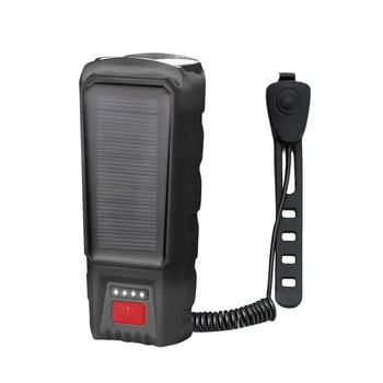 Слънчев енергиен велосипеден фар, USB акумулаторна велосипедна светлина с 130dB клаксон MTB фенерче Велосипедно звънче за велосипедни аксесоари