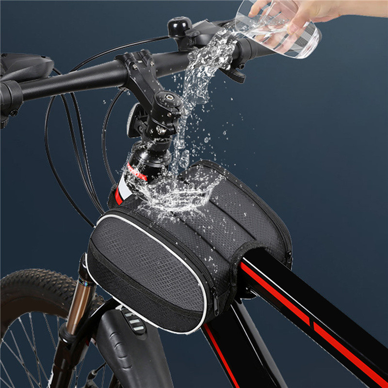Geantă rezistentă la apă Cadru pentru bicicletă Genți cu tub superior față pentru ciclism Husă pentru telefon tactil pentru telefonul mobil Geanta pentru bicicletă de munte, la modă 2023