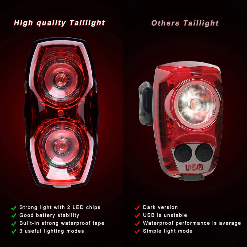 Faruri spate pentru biciclete luminoase 100 lumeni Baterie pentru biciclete LED Lumină spate Ușor de instalat Rutier MTB Ciclism Siguranță Lanternă Accesorii