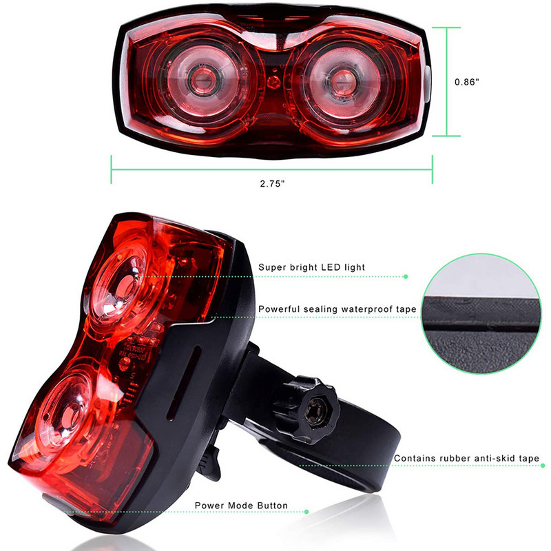 Faruri spate pentru biciclete luminoase 100 lumeni Baterie pentru biciclete LED Lumină spate Ușor de instalat Rutier MTB Ciclism Siguranță Lanternă Accesorii