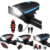 35% kedvezmény Hot! 1 készlet Kerékpár első hátsó lámpa kürtje Vízálló USB töltő első hátsó lámpa kürt lovagláshoz