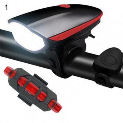 35% kedvezmény Hot! 1 készlet Kerékpár első hátsó lámpa kürtje Vízálló USB töltő első hátsó lámpa kürt lovagláshoz