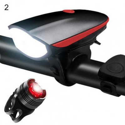 35% kedvezmény Hot! 1 készlet Kerékpár első hátsó lámpa kürtje Vízálló USB töltő első hátsó lámpa kürt lovagláshoz