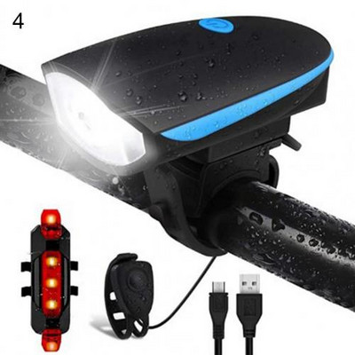 35% kedvezmény Hot! 1 készlet Kerékpár első hátsó lámpa kürtje Vízálló USB töltő első hátsó lámpa kürt lovagláshoz