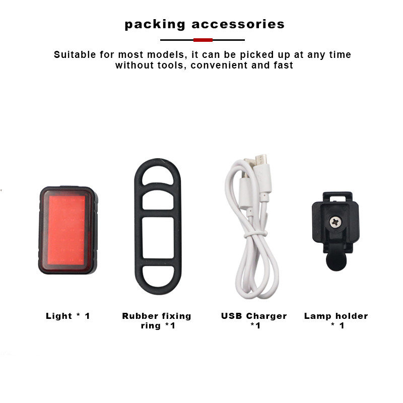 Taaslaetav jalgratta tagatule gravitatsioonitundlik nutikas piduri rattatuli, 3 režiimi USB LED hoiatuslamp istmeposti veekindel sõitmine