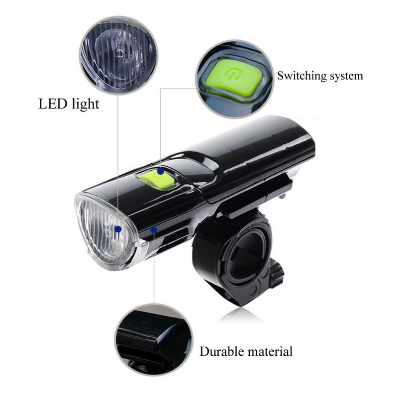 Jalgrattavalgusti 3 W ülihele jalgratta hoiatustulede 3 režiimiga LED veekindel esitule taskulamp koos kinnitushoidikuga