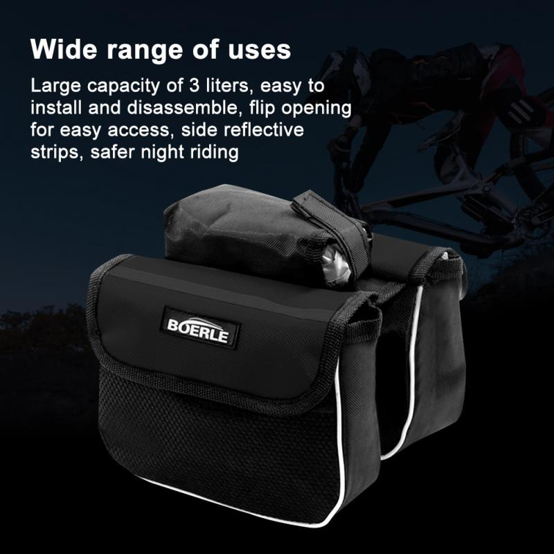 Jalgrattakott Maantee Jalgratta esitala kott nailonist vihmakindel 3L suur mahutavus koos helkurribaga sadulakott, ratsutamistarvikud