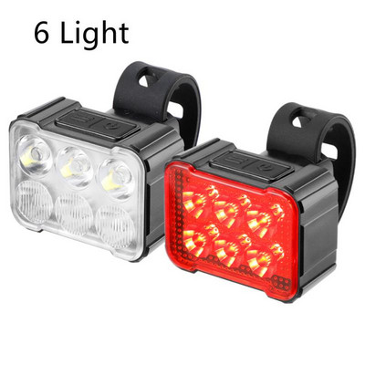 Dviračio priekinis žibintas 6 LED lemputė didelio ryškumo ciclismo Type-C įkraunamas MTB priekinis žibintas vandeniui atsparūs dviračio priedai