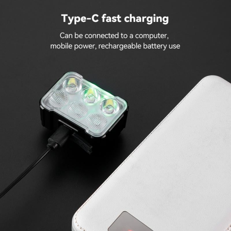Dviračio priekinis žibintas 6 LED lemputė didelio ryškumo ciclismo Type-C įkraunamas MTB priekinis žibintas vandeniui atsparūs dviračio priedai