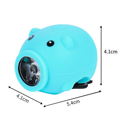 Gyermek bicikli kormánylámpa 3 világítási mód Cartoon Pig USB újratölthető vízálló kiegészítők az egyensúlyi autók díszítéséhez