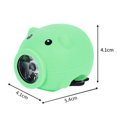 Gyermek bicikli kormánylámpa 3 világítási mód Cartoon Pig USB újratölthető vízálló kiegészítők az egyensúlyi autók díszítéséhez