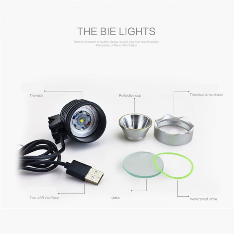 Устойчивост на висока температура Предна светлина за велосипед Алуминиева сплав Водоустойчив фар за планински велосипед Usb Предупредителна светлина за зареждане