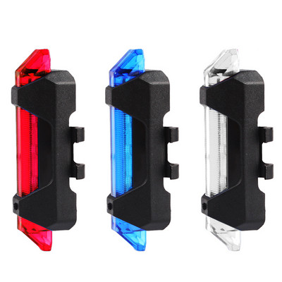În aer liber 5 LED-uri Coada de ciclism pentru bicicletă, reîncărcabilă prin USB, lumină roșie de avertizare, lumină de siguranță pentru spate, accesorii pentru biciclete, 3 culori