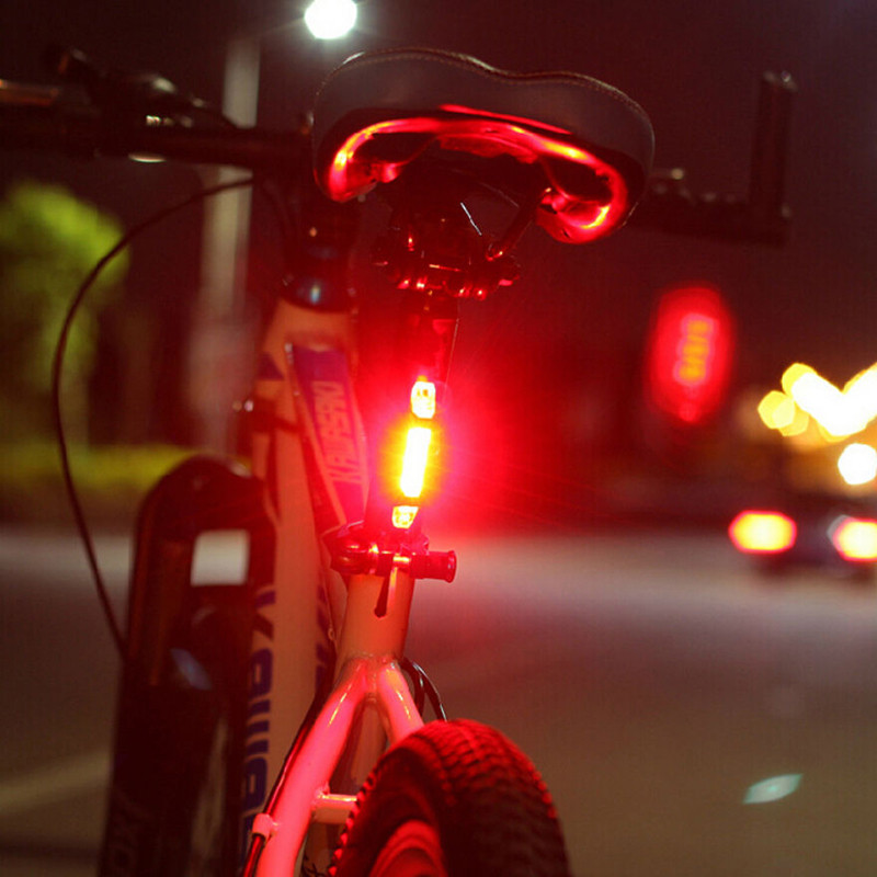 În aer liber 5 LED-uri Coada de ciclism pentru bicicletă, reîncărcabilă prin USB, lumină roșie de avertizare, lumină de siguranță pentru spate, accesorii pentru biciclete, 3 culori