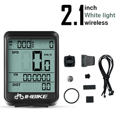 INBIKE 2,1-tolline jalgrattaarvuti jalgratta juhtmevaba ja juhtmega stopper MTB jalgrattasõidu odomeetri spidomeetri multifunktsionaalne LED-taustvalgus