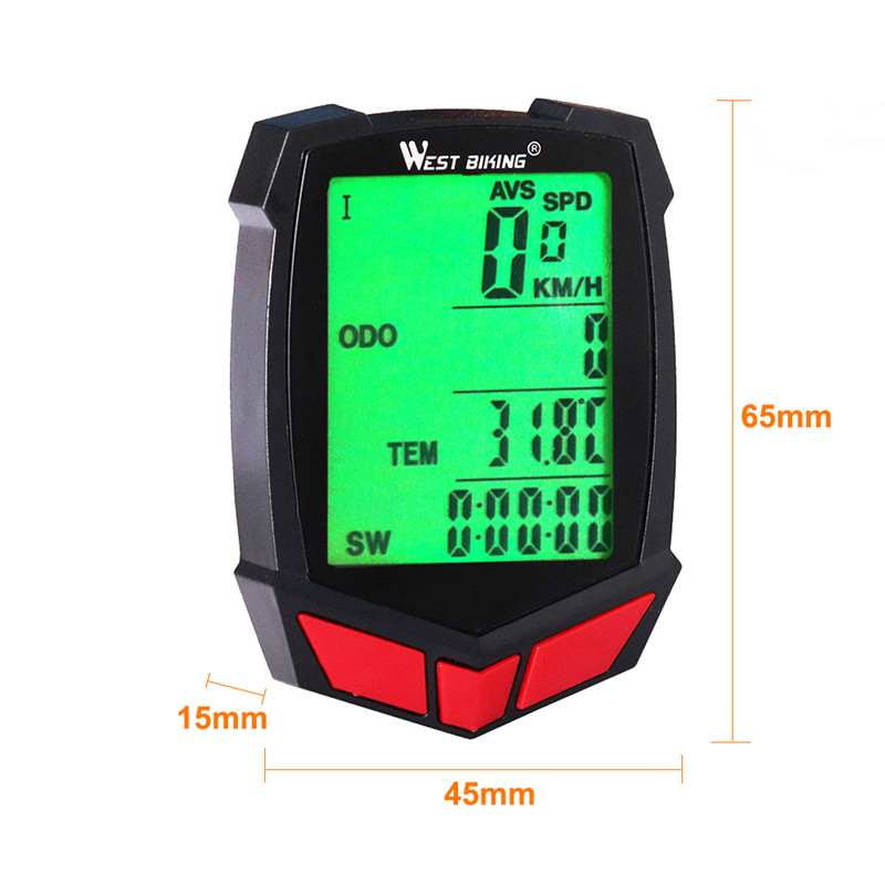 WEST BIKING Computer pentru biciclete Wireless 20 Functii Vitezometru Odometru Ciclism Computer cu fir/Wireless + Cronometru Computer pentru bicicleta